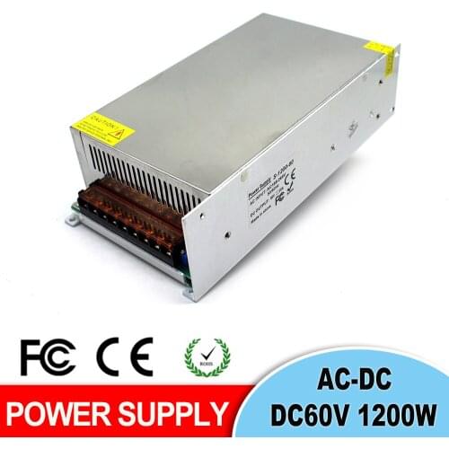 Single Output Power Supply DC 12V 18V 24V 30V 36V 42V 48V 60V 1200W Transformers 220V 110V AC-DC SMPS For Light CNC CCTV Stepper