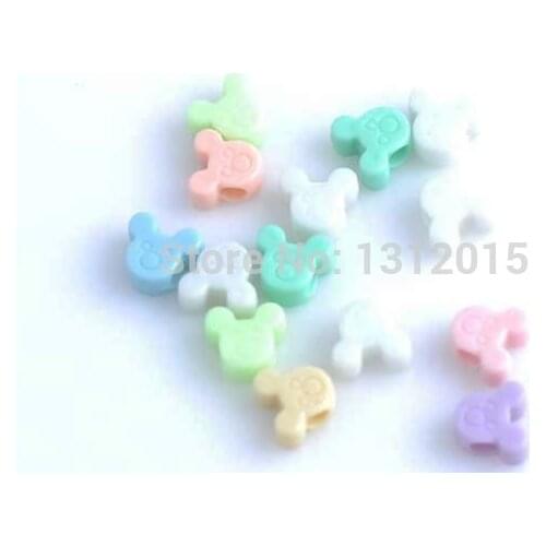 Wholesale! Free Shipping! Cute Mickey Acrylic Charm Spacer beads DIY mixed Color 12x13mm, 100Pcs XBL-MQ18