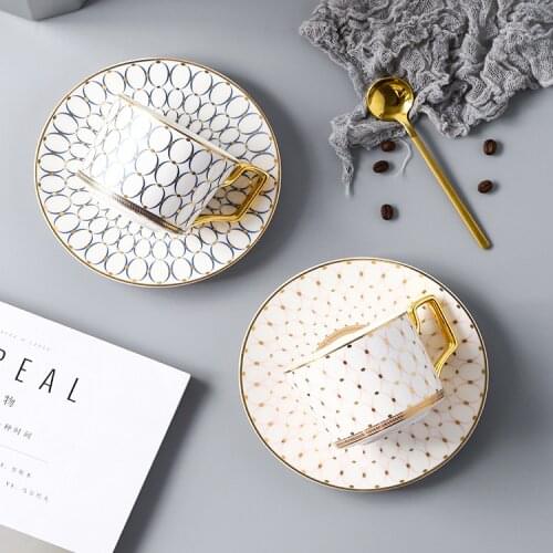 Dazzling gold ceramic coffee cup Phnom Penh European British coffee cup set afternoon tea cup tea cup with dish spoonc