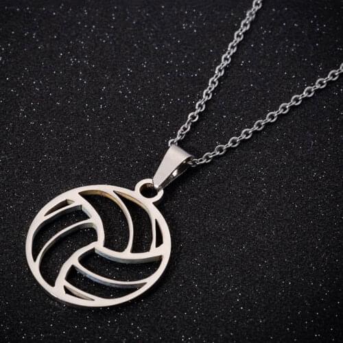 1pc Volleyball Stainless Steel Pendant Necklace Sporty Charms Necklaces For Women Men Kids Daily Wear Jewelry