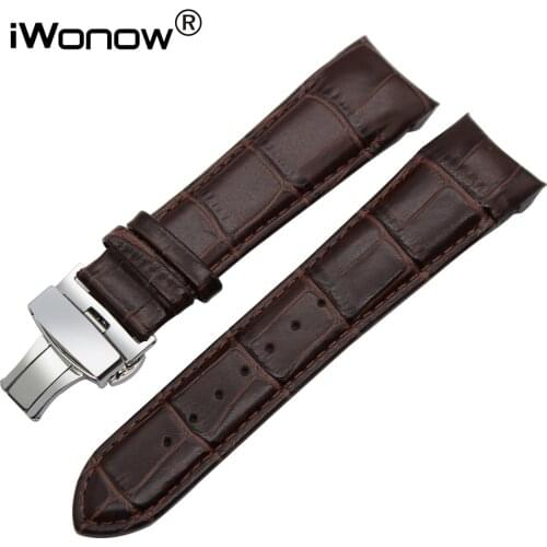 Curved End Genuine Calf Leather Watchband for T035 Couturier Watch Band Butterfly Buckle Strap Wrist Bracelet 22mm 23mm 24mm