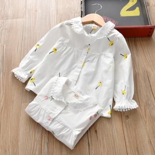 Toddler Girl Shirts Fashion Korean Flower Embroidered Long-sleeved Shirt For Girls Kids Clothing Autumn Baby Girl Shirts 3-7 Y