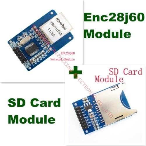 ENC28J60 Ethernet LAN Network Module Schematic For 51 AVR LPC+SD Card Module Slot Socket Reader ARM MCU
