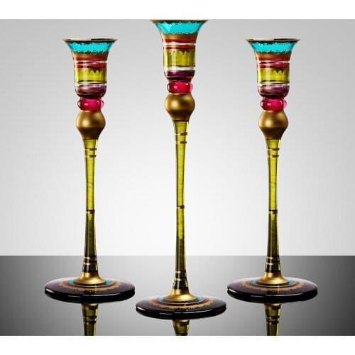 Glass Candle Holder Candlesticks Bar Party Living Room Home Decor Modern Wedding Decoration Painted Candle Holder Ornament Craft