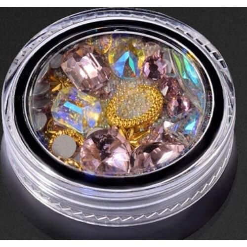 6 Colors 1 Box Diamonds "Box Of Treasure" 3D Nail Art Gems Rhinestones Caviar Crystals 3D Diamond Gems Nail Glitter Rhinestone,7