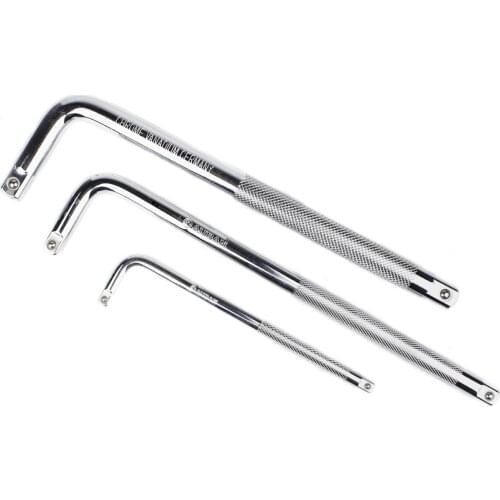 L Type Socket Bent Extension Bar 1/4" 3/8" 1/2" L-Handle Sockets Wrench Hand Tools 150mm 250mm 6" 10" Curved Rod 1p 3p