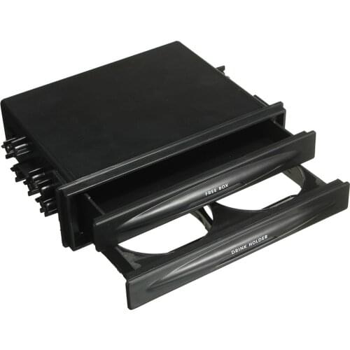 Universal Car 2/1Din Stereo Radio Pocket Drink Cup Holder + Storage Box Dashboard Mounting Refitting Trim