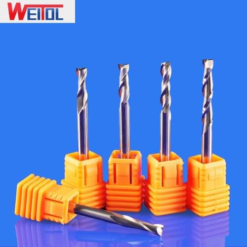 WeiTol 5A 4mm shank two flutes spiral bits wood end mill CNC router bits for cutting acrylic CNC machine cutting tools