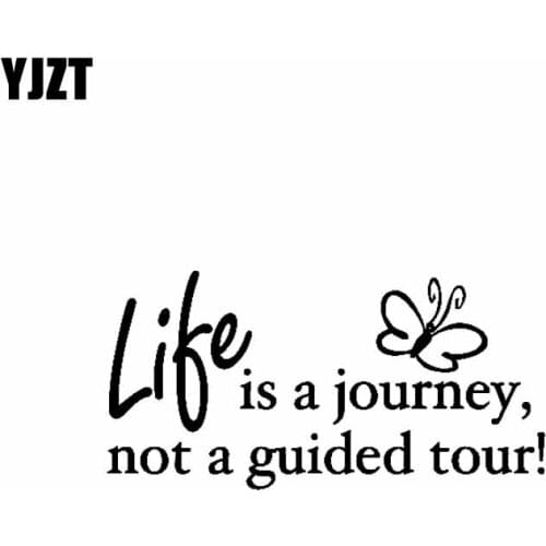 YJZT 18.7CM*9.4CM Life LIke AJourney Butterfly Nifty Vinyl Decal Car Sticker Black/Silver C19-0552