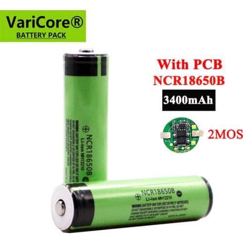 2021 Protected Original 18650 NCR18650B 3400mAh Rechargeable Battery with PCB 3.7V For Flashlight Li-lon batteries