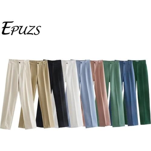ZA 2021 women pants elegant office white Pants vintage joggers women High Waist pants korean women Trousers