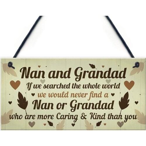 Meijiafei Signs For Nan And Grandad Birthday Christmas Hanging Plaque Grandparent Sign Keepsake 10" X 5"