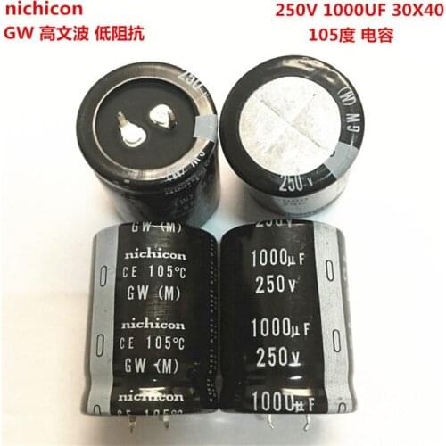2PCS/10PCS 1000uf 250v Nichicon GW/GX 30x40mm 250V1000uF Snap-in PSU Capacitor