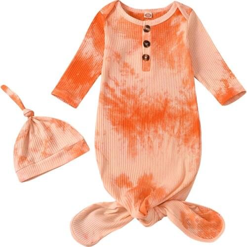 2 Pcs/Set Newborn Baby Photography Props Tie-dye Hat Swaddle Blanket Wrap Sleeping Bag Drop Shipping