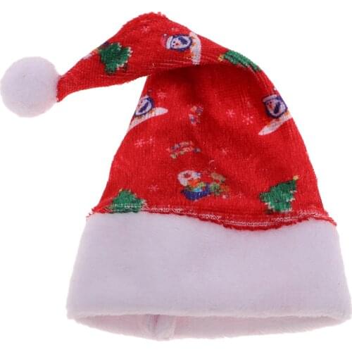 3x5 Pieces Mini Printed Santa Claus Hats Christmas Decor for 30cm Dolls