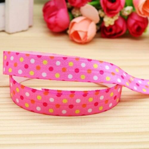 5/8'' Free shipping Fold Elastic FOE dots printed headband headwear hairband diy decoration wholesale OEM P5113