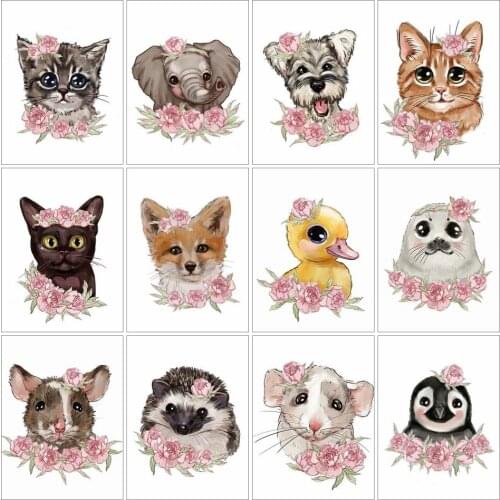 AZQSD 5D DIY Full Drill Diamond Painting Fox Elephant Mosaic Diamond Embroidery Flower Animal Home Pictures Kids Room Decor