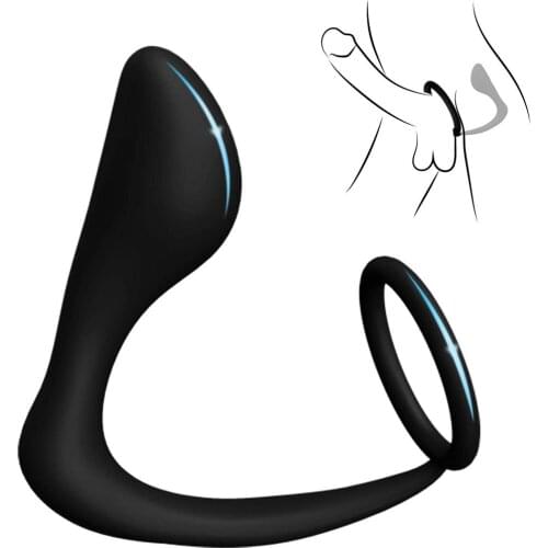 2 In 1 Anal Plug With Penis Ring, Erection Enhancing Cock Ring Stretchy Silicone Butt Plug For G-Spot P-Spot Testicles Sex Toys