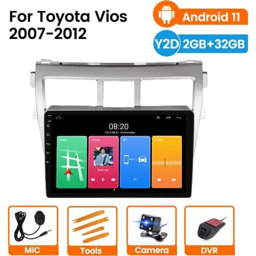 2G RAM+32G ROM RDS 2 din Android 11 WIFI Car Radio Multimedia Video Player for Toyota VIOS Yaris 2007 2008 2009-2012 carplay