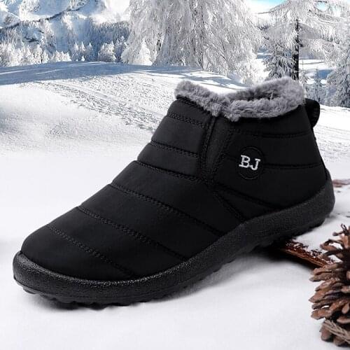 Snow Boots Women Warm Plush Fur Ankle Boots Winter Female Slip on Flat Casual Shoes Waterproof Winter Shoes Women Ankle Boots