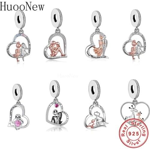Fit Bracelet Necklace 925 Sterling Silver I Love You Forever Heart Dangle Charm Bead Jewellery Birthday Mum Wife Girlfriend Gift