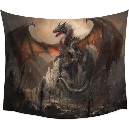 Dragon Castle War Legend Myth Tapestry Large Wall Hanging For Home Decor Living Room Bedroom Wall Art Yoga Mat