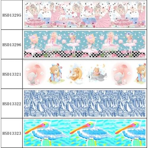 HuangTao 22MM 25MM 38MM 50MM 75mm Printed Pattern on Grosgrain Ribbon for diy ribbon