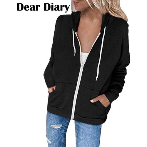 Womens Hoodie Full Zip Long Sleeve Lightweight Sweatshirts Pockets Jacket Coat Vintage Trendy Streetwear Harajuku Designer Wear