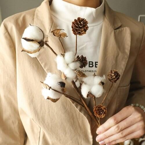 Simulation Flower 10 Natural Cotton Branches Manufacturers Home Decoration Wedding Bouquets Plant Flower Wall Fake Flowers