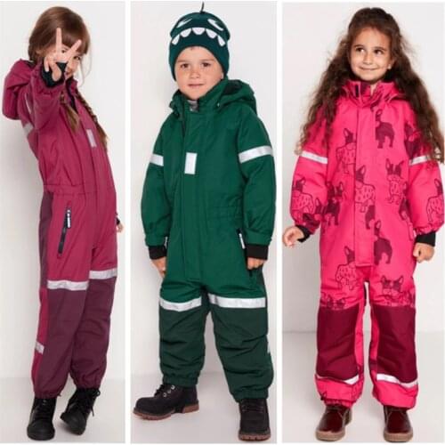 Childrens ski clothes girls' one-piece baby boys winter warmth playing with snow jumpsuit windproof, waterproof and snow-proof