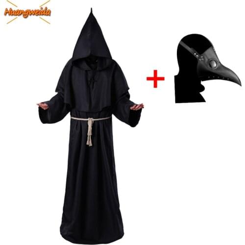 Plague Doctor Costumes Plague Doctor Mask Black Death Witch Cosplay Carnival Halloween Costumes for Men Adult Steam Punks Mask