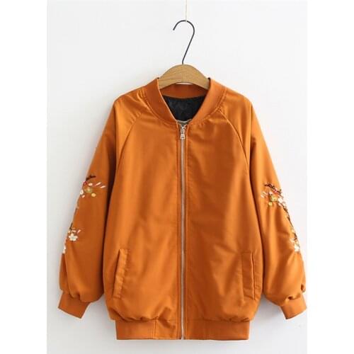 Oversize Spring Autumn Womens Jacket New Fashion Embroidery Long Sleeve Zipper Casual Jacket Coat Female Windbreaker Overcoat