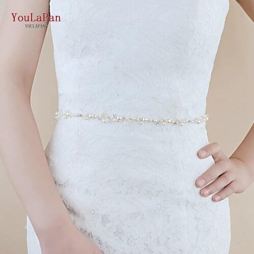 YouLaPan SH03 Trendy Pearl Bridal Belt Marrige Decoration Wedding Parties Thin Belt Handmade Wedding Accessories for Women Girl