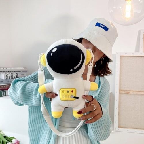 Cartoon Down Cotton Spaceman Plush Stuffed Toy Backpack Childrens School bag Cosmetic Mobile Phone Bag Girlfriend Fashion Gifts
