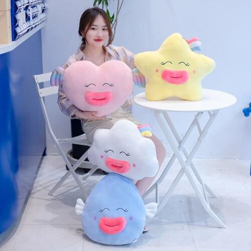 Soft Stuffed Sofa Chair Cushion Lovely Big Lips Star Clouds Love Water Drop Shape Plush Pillow Cartoon Girl Valentines Day Gift