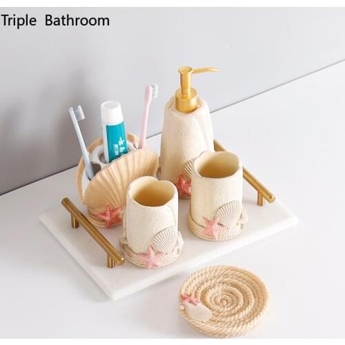 Nordic Bathroom Kit Resin Soap Dish Toothbrush Holder Mouth Cup Liquid Soap Bottle Container Wash Five Piece Set Accessories