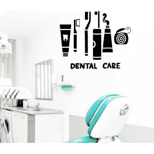 Dental Care Wall Decal Clinic Dentist Toothbrush Cartoon Pattern Decor Vinyl Nursery Kids Room Interior Wall Stickers Z512