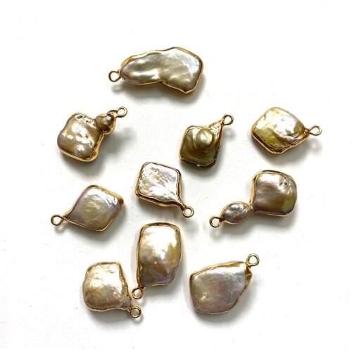 Dazzling Light Color Freshwater Pearl Material Irregular Shape Pendant Jewelry DIY Fashion European Charm Holiday Gift Wholesale