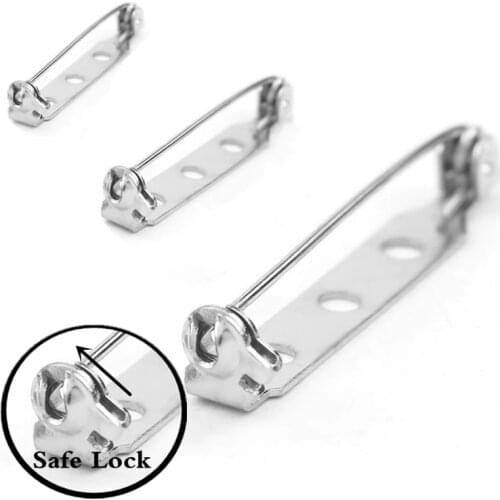20pcs/lot New Stainless Steel Brooch Base Back Bar Badge Holder Safe Lock Brooch Pins DIY Jewelry Findings Jewelry Accessories