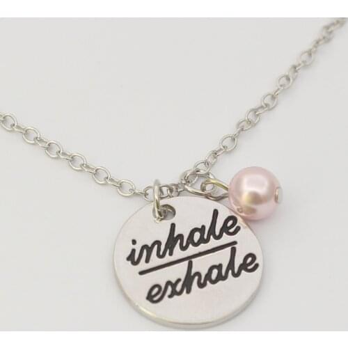 Inspiration Necklace- "inhale exhale"Present Over Perfect"Choose Happy" mind over matter"Mantra Necklace Quote Necklace