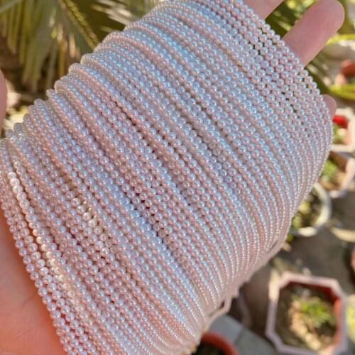 Freshwater Pearl Necklaces Round Shape Beads with Size 2-3mm Perfect Luster for Jewelry DIY