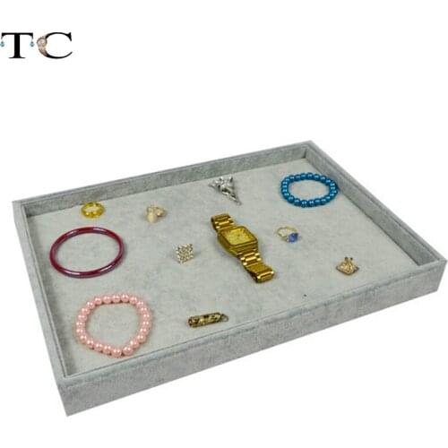 Jewelry Display Tray 35*24cm Jewellery Rings Holder Bracelet Stand Showed Organizer Cases Grey Velvet