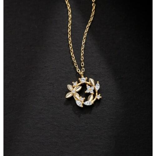 Fashion Womens S925 Silver Gold Garland Pendant Personality Fresh Necklaces 119