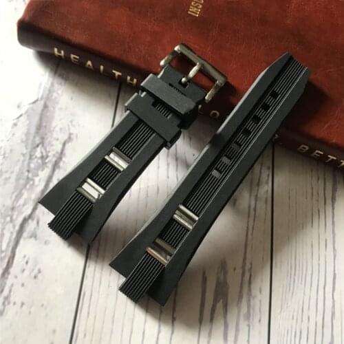 Top brand quality 24x8mm Waterproof soft Silicone Rubber Black Watch Band Watchband Belt For Bvlgari strap DIAGONO BRACELET