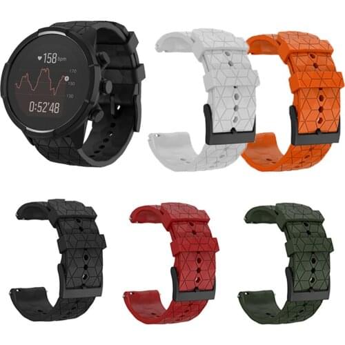 24mm Soccer Pattern Silicone Wristband Strap for Suunto 9 Baro Copper/ Gold /GRAPHITE For Suunto 9 G1 ZH Watch Band Bracelet