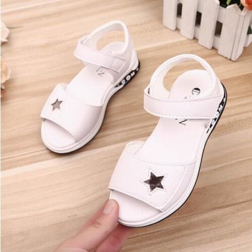 Girls Sandals 2019 Summer Soft Bottom Beach Shoes Brand Children Sandals Big Girls Fashion Flat Student Shoes 27~36