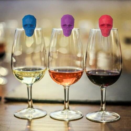 Silicone Skull Skeleton Wine Glass Marker Drinking Glass Marker Wine Glass Label Charms Wine Glass Decorations For Hampagne, Mar