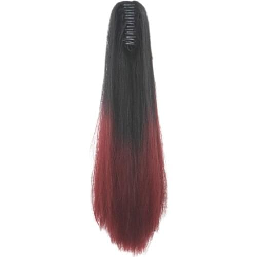 Soowee 24'' Straight Synthetic Hair Clip In Hair Extension Red Pink Claw Ponytail Hairpieces Pony Fairy Tail Queue De Cheval