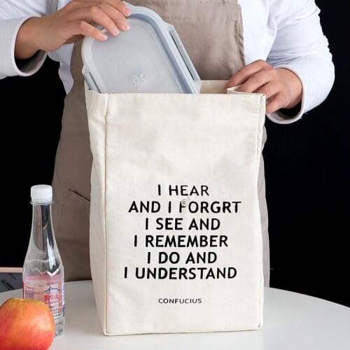 Lunch bags Cotton Canvas cooler bag picnic travel portable food storage breakfast student thermal bag Can customized