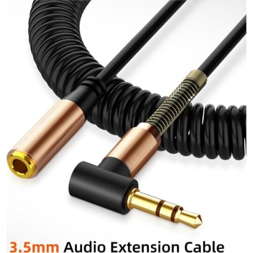 New Elbow Spring 3.5mm AUX Audio Extension Cable 3.5 Jack Male To Female Audio Extender Cable Retractable Cable For Mobile Phone